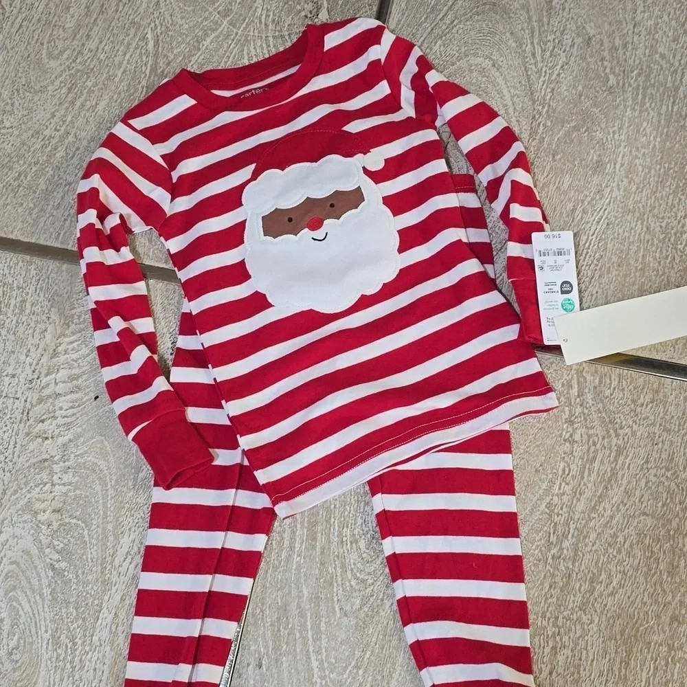 Carters Just For You Toddler Christmas Black Santa Pajamas Size 3T